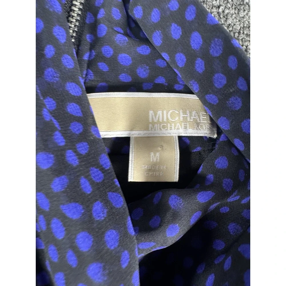 Michael Kors Halter Tank Top Black & Purple Spotted Shirt Zip Back‎ Medium
